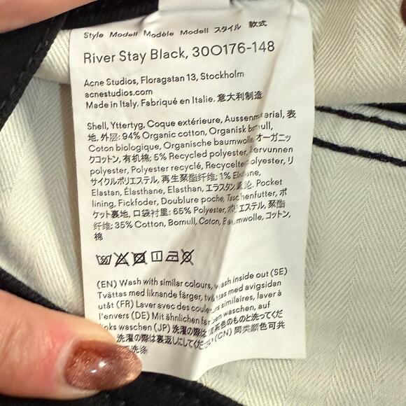 Acne Studios Bla Konst River Stay Black Wash Stretch Men's Jeans size 31 / 30 - Picture 5 of 12